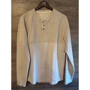 Bke Men Long sleeves Henley Shirt Size Large Pullover Off White Excellent Cream